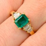 A Colombian emerald single-stone ring,