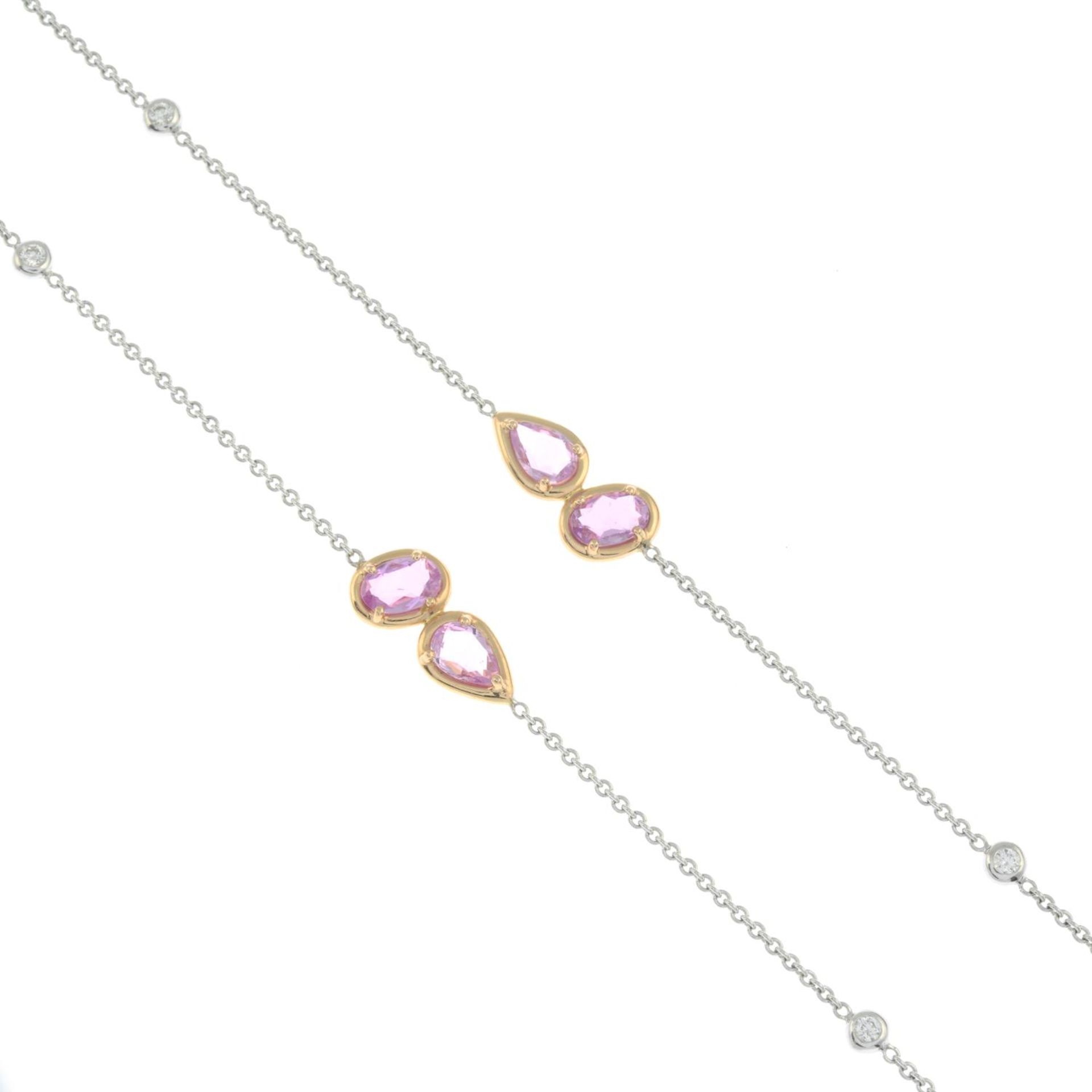 An 18ct gold pink sapphire and brilliant-cut diamond 'Beneath the Rose' necklace.Estimated total - Image 6 of 8