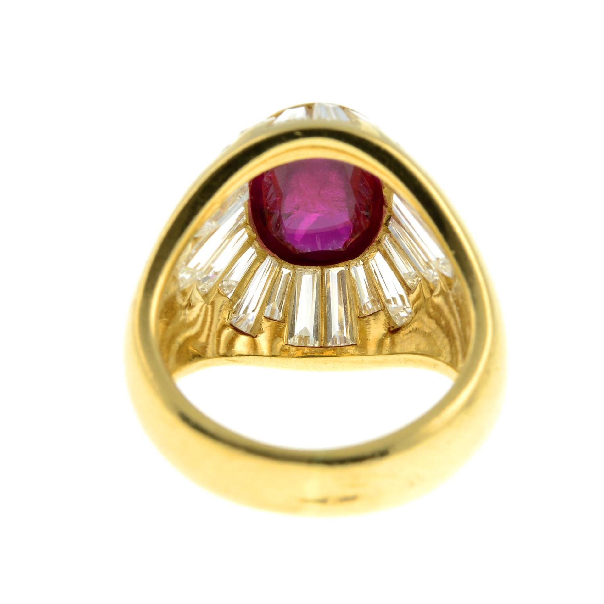 A ruby cabochon and baguette-cut diamond cluster ring. - Image 6 of 8