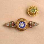 Two items of mid to late 19th century gold Archaeological Revival jewellery,