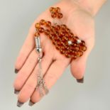 A set of citrine and diamond Misbaha or prayer beads.