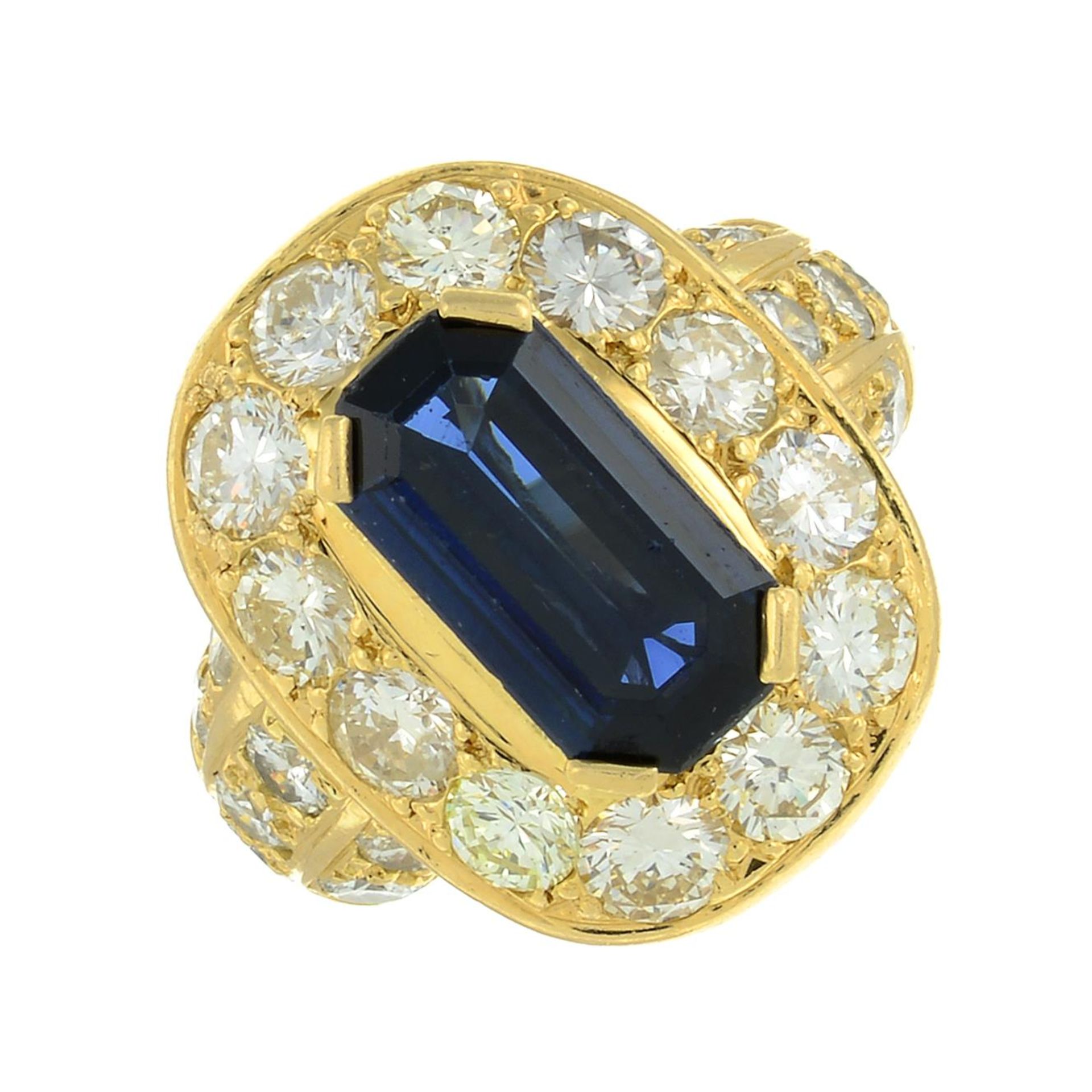 A sapphire and brilliant-cut diamond cluster ring. - Image 2 of 7