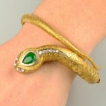 An engraved and textured snake bangle,