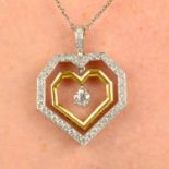 An 18ct gold brilliant and 'Shiva'-cut diamond 'Two Hearts' pendant,