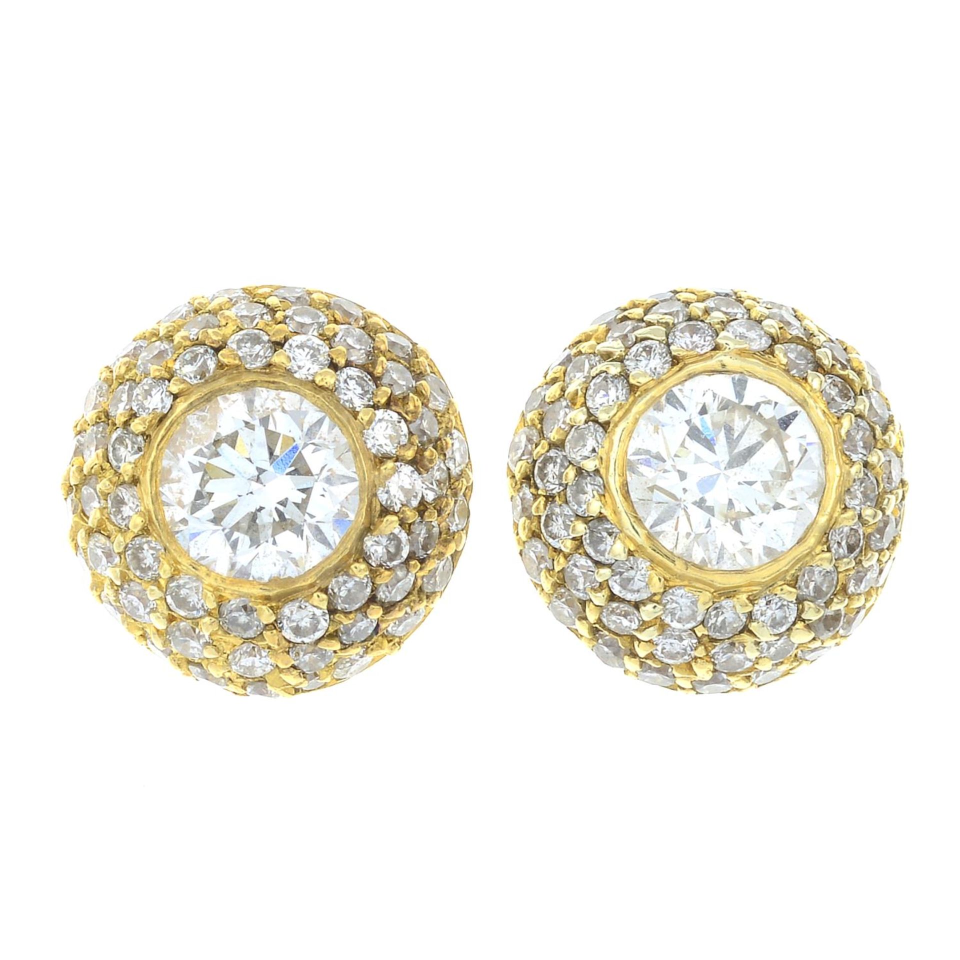 A pair of brilliant-cut diamond stud earrings, - Image 3 of 5