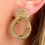 A pair of brilliant-cut diamond earrings.Estimated total diamond weight 4cts,