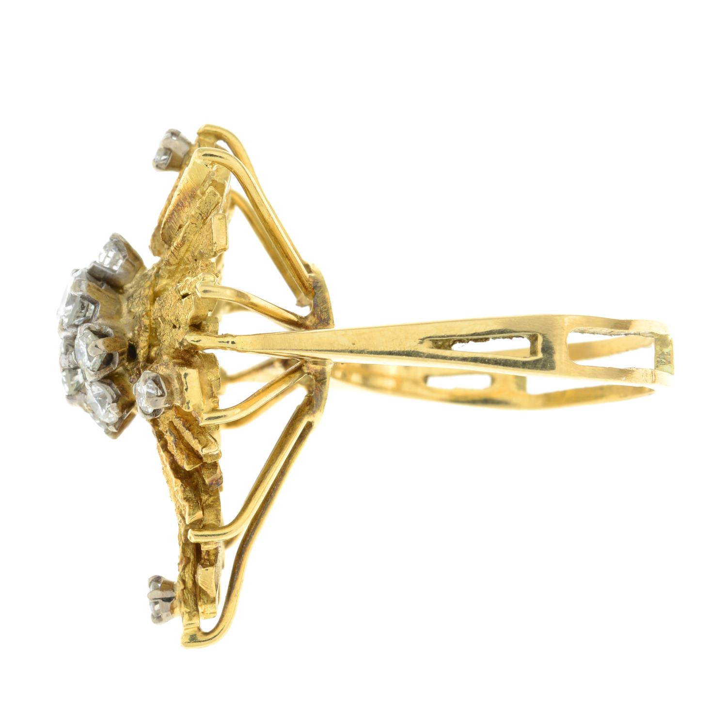 A 1970s 18ct gold diamond abstract dress ring. - Image 6 of 8