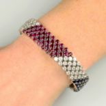 A ruby, sapphire, emerald and brilliant-cut diamond bracelet.