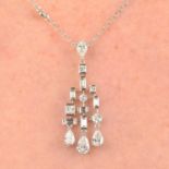 A vari-cut diamond fringe pendant,