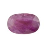 An oval shape pink sapphire weighing 2.51ct measuring 9.85 by 6.3 by 4.25mm.