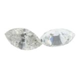 Six marquise shape diamonds weighing 0.34ct PLEASE NOTE THIS LOT WILL CARRY VAT AT 20% ON THE