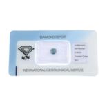 A brilliant cut blue diamond weighing 0.50ct within security seal.