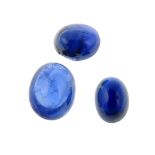 Three vari-size blue sapphire cabochons weighing 5.12ct PLEASE NOTE THIS LOT WILL CARRY VAT AT