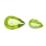 Seven pear-shape peridot.