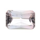 A rectangular shape pink tourmaline weighing 5.75ct.