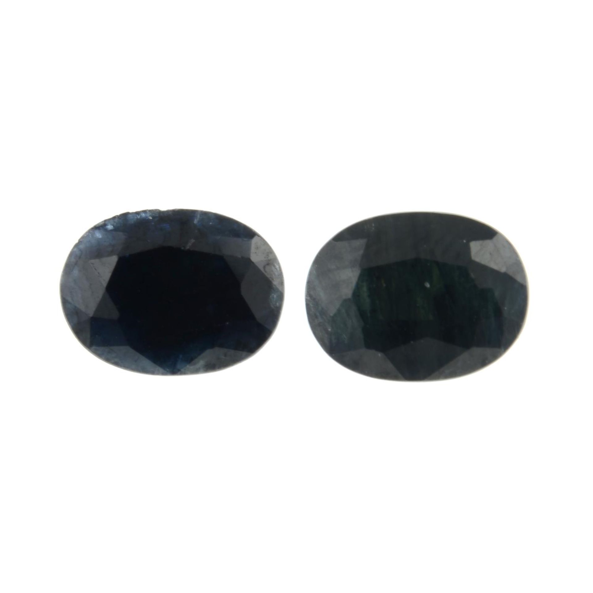 Ten vari-shape and vari-size shape blue sapphires weighing 12.94ct.