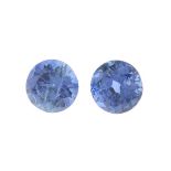 Pair of circular shape blue sapphires.