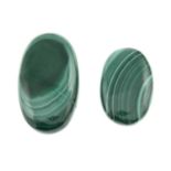 Two oval shape malachite cabochons.