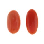 Selection of vari-size oval coral cabochons.