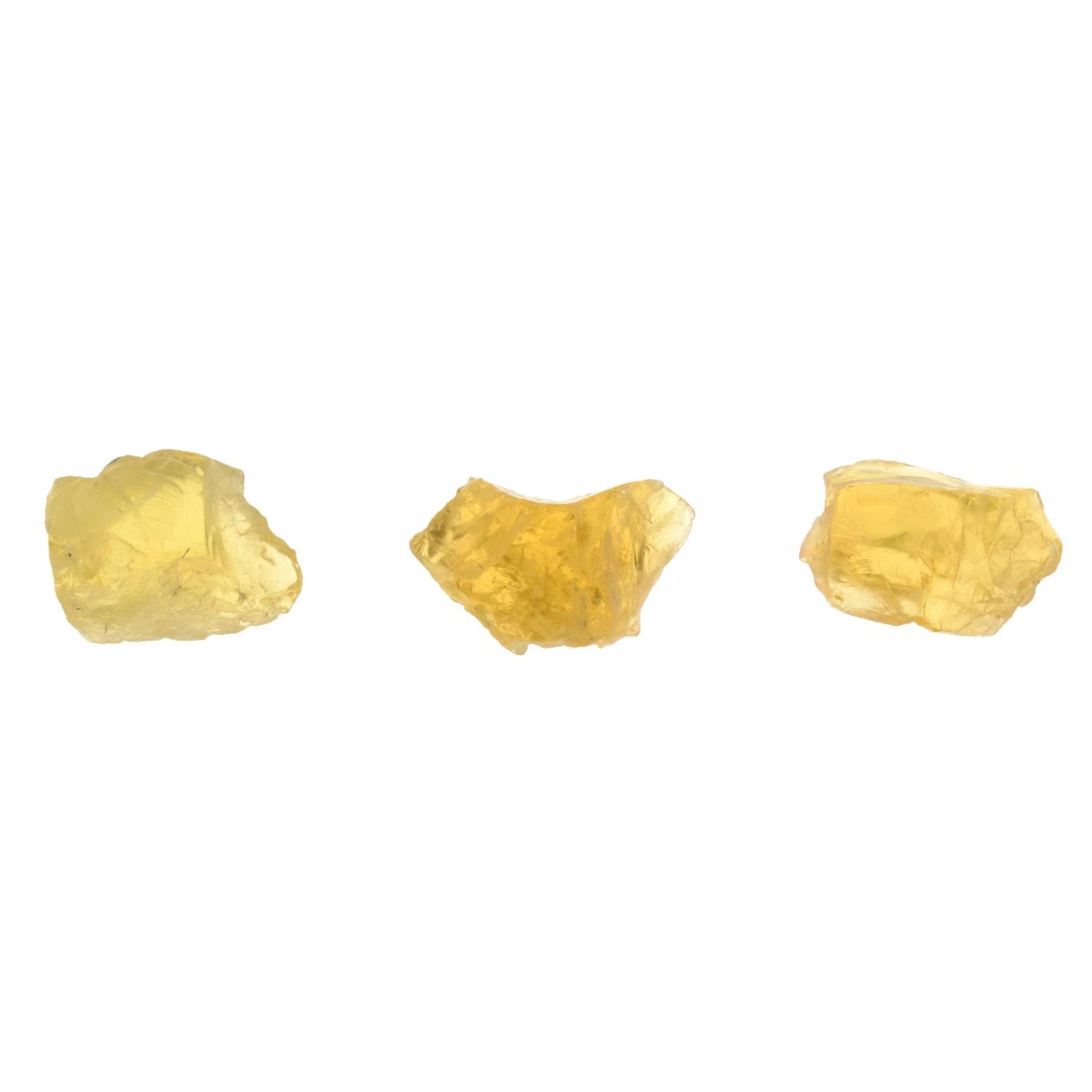 A small selection of rough yellow beryl.