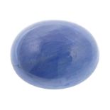 An oval shape star blue sapphire weighing 14.91ct measuring 13.63 by 11.5 by 9mm.