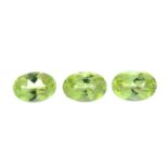 A small selection of oval-shape peridot, total weight 14cts.
