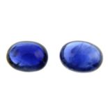 Pair of oval shape blue sapphire.