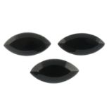 Eight marquise shape obsidians.