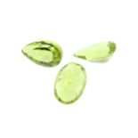 Selection of vari-shape peridots weighing 20.1ct PLEASE NOTE THIS LOT WILL CARRY VAT AT 20%