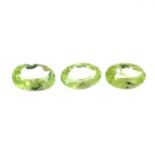 A small selection of oval-shape peridot.