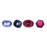 Two parcels comprising ruby, spinel, and blue sapphire.