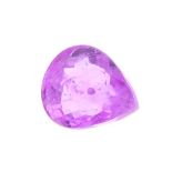 A pear shape pink sapphire weighing 0.93ct measuring 5.9 by 5 by 3.43mm.