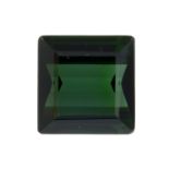 Square shape green tourmaline weighing 7.27ct measuring 12 by 11.8 by 6.25mm.