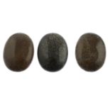 Three oval shape fossil cabochons weighing 213ct.