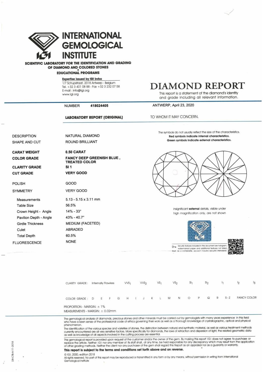 A brilliant cut blue diamond weighing 0.50ct within security seal. - Bild 3 aus 3