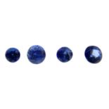 Selection of circular shape blue sapphires.