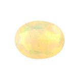 A faceted oval shape opal weighing 1.47ct and measuring 10.3 by 7.9 by 4.5mm.