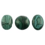 Six vari-size malachite cabochons.