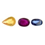 A selection of vari-shape and vari-colour sapphire.