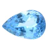 A pear-shape blue topaz.