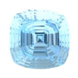 A square shape blue topaz weighing 19.30ct measuring 14.85 by 15.05 by 11.65mm.