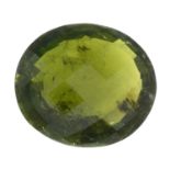 An oval-shape green tourmaline.