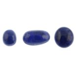 Six vari-shape and vari-size blue sapphire cabochons.