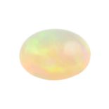 An oval shape opal weighing 3.76ct and measuring 12.5 by 8.9 by 6.2mm.