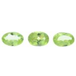 A selection of oval-shape peridot.