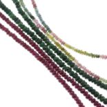 Selection of three gemstone strands Three gemstone strands.Some gemstones possibly paste,