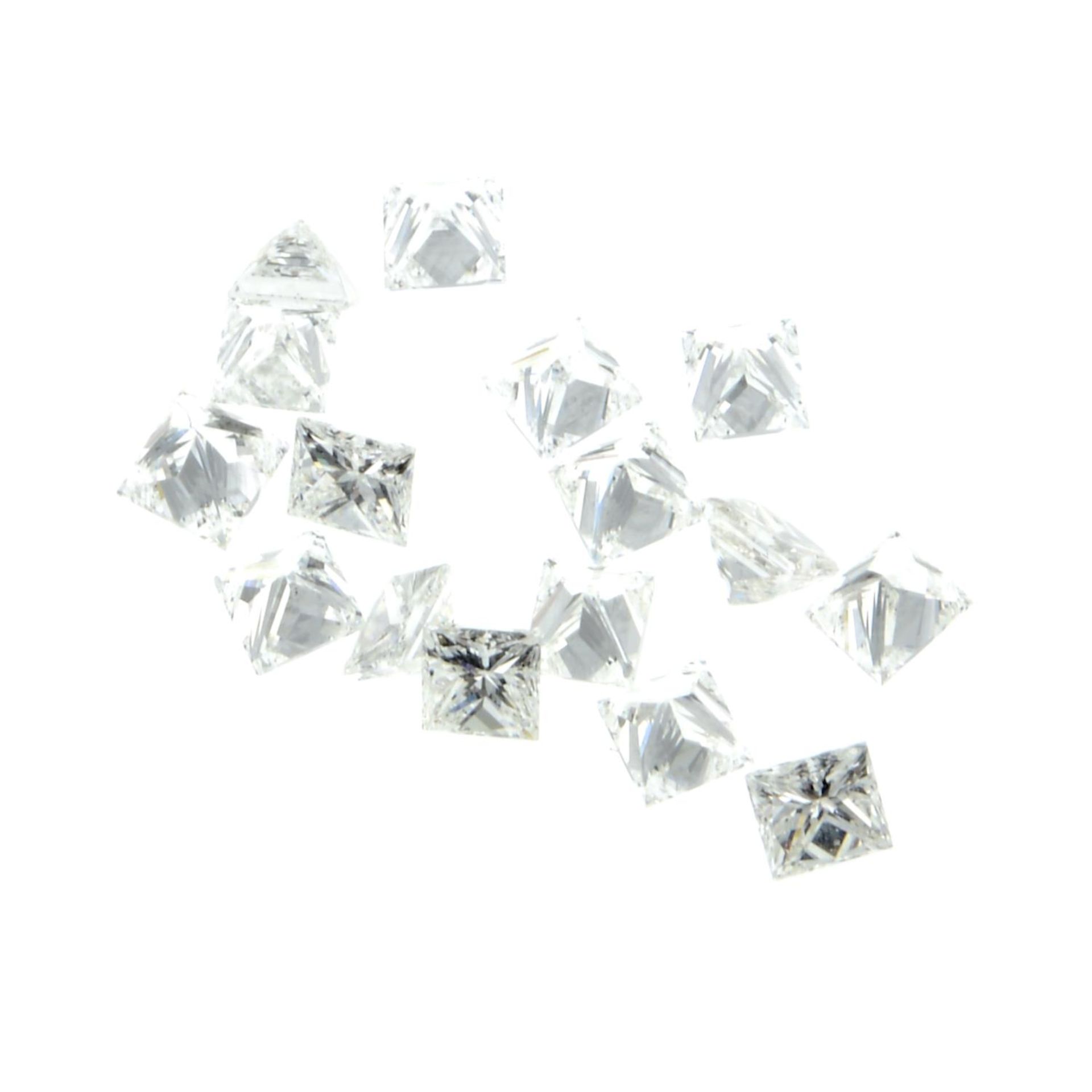 A selection of square-cut loose diamonds. - Image 2 of 2