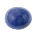 An oval shape star blue sapphire weighing 10.23ct measuring 11.6 by 10.35 by 8mm.