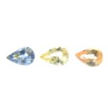 Nine pear shape vari-colour sapphires.