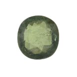 A circular shape green sapphire weighing 4.05ct.